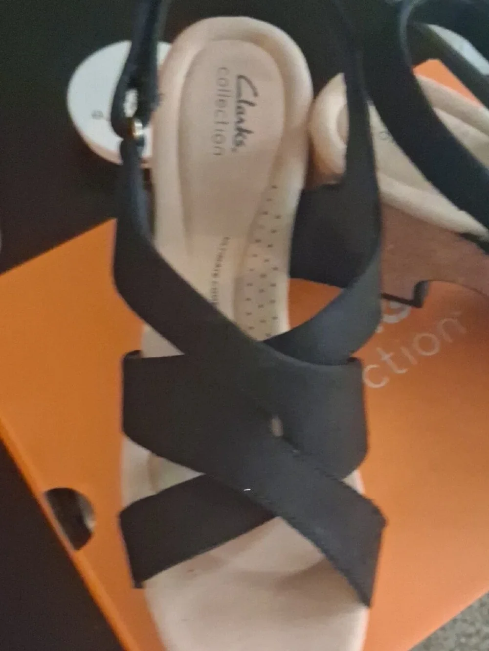 Clarks Black Crisscross Wedge Sandals NWT